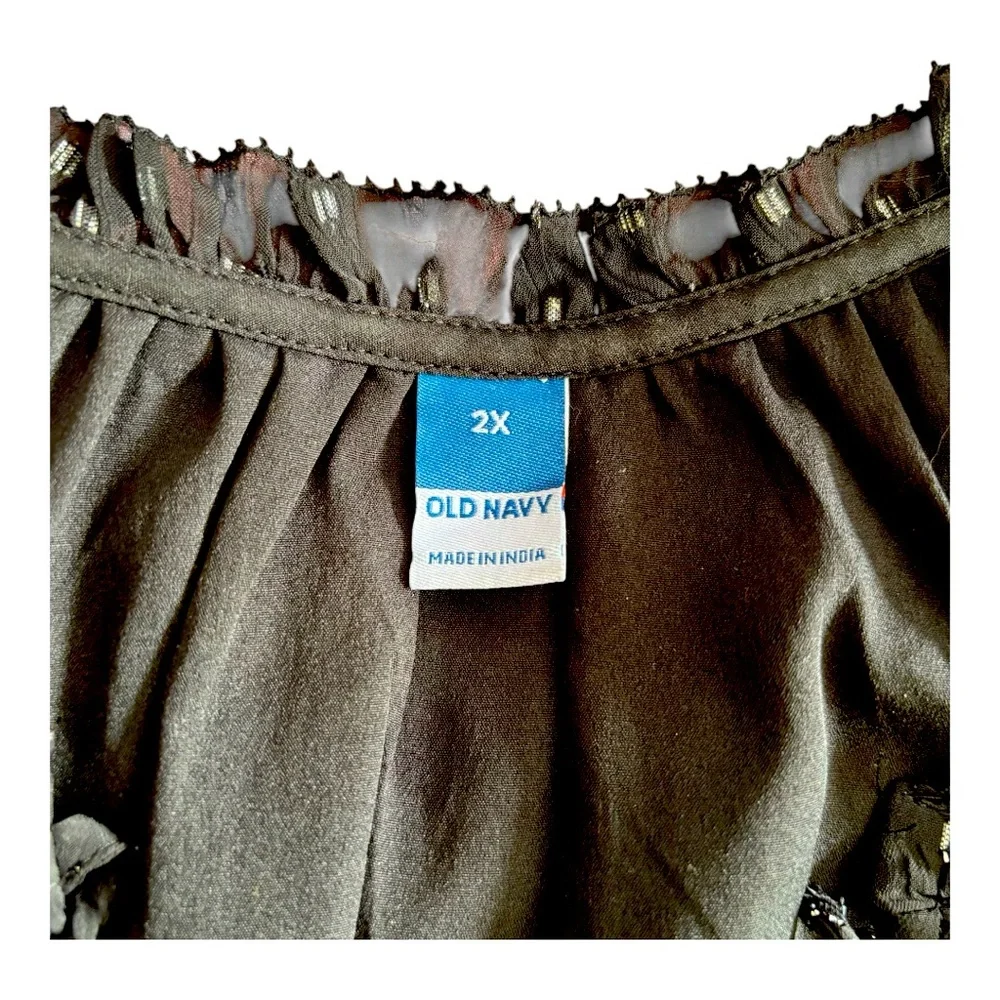 Old Navy Women's Plus 2X Black and Silver Waist Defining Shine Mini Party Dress - Picture 4 of 11